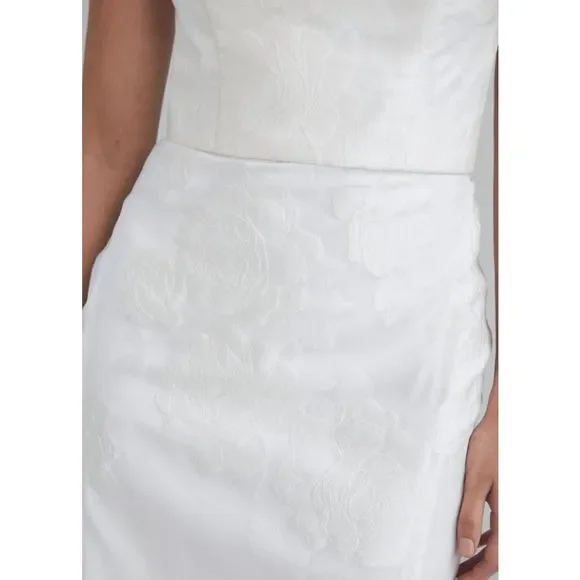 NWT Amsale Strapless Rose fil-coupe White Pencil Dress BRIDAL - 4, 6, 8, 10, 12 - Picture 9 of 10